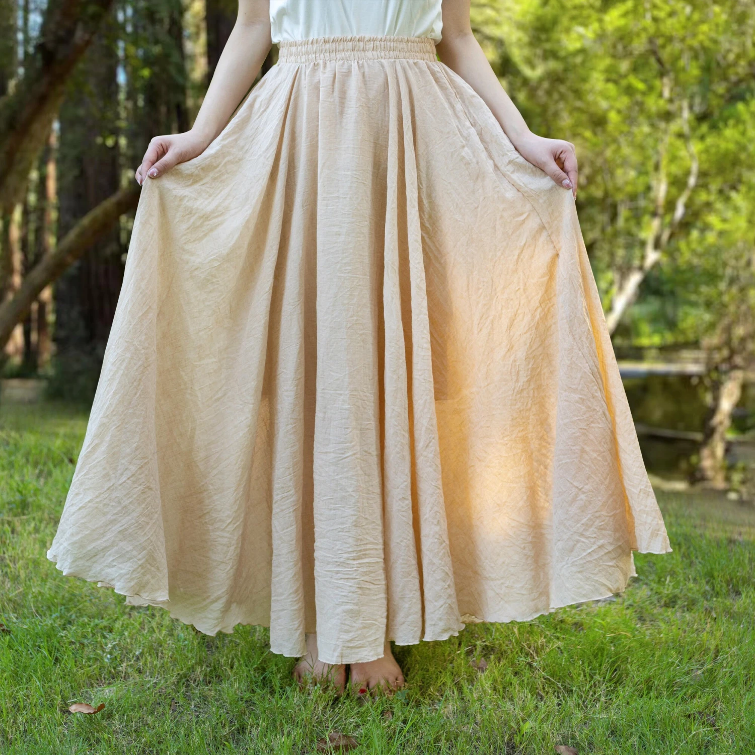 Custom Size Cotton Linen Skirt Soft And Flowing Linen Skirt Travel Skirt Beach Skirt Gift For Her Beige Christmas Gift 8 Custom Size Cotton Linen Skirt Soft And Flowing Linen Skirt Travel Skirt Beach Skirt Gift For Her Beige Christmas Gift - Image 6