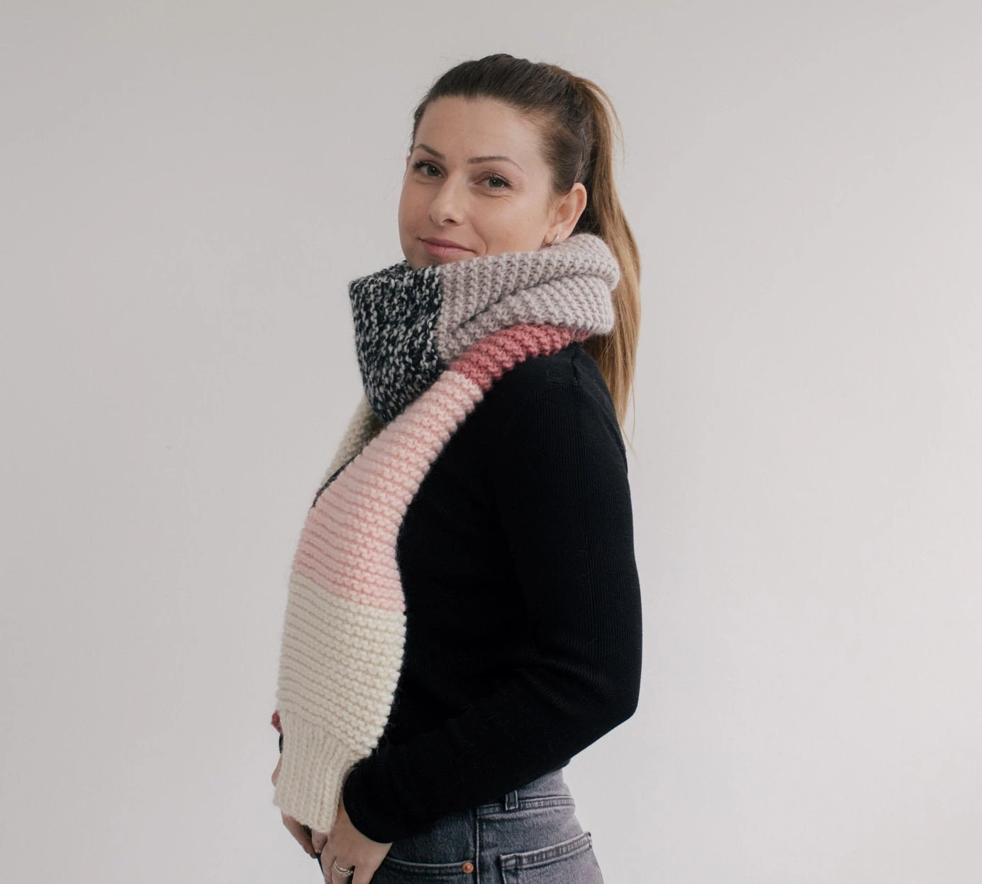 Knit Wool Scarf, Christmas Gift, Stocking Filler For Her, Hand Knit Scarf, Colour Block Scarf, Knit Neck Warmer, Pink Scarf, Soft Knit Scarf 9 Knit Wool Scarf, Christmas Gift, Stocking Filler For Her, Hand Knit Scarf, Colour Block Scarf, Knit Neck Warmer, Pink Scarf, Soft Knit Scarf - Image 7