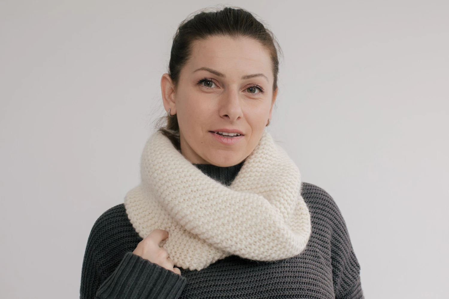 Knit Scarf White, Neck Warmer, Christmas Gift For Her, Hand Knit Cowl, Soft Wool Scarf, Hand Knit Wool Scarf, Stocking Stuffer For Women 10 Knit Scarf White, Neck Warmer, Christmas Gift For Her, Hand Knit Cowl, Soft Wool Scarf, Hand Knit Wool Scarf, Stocking Stuffer For Women - Image 8