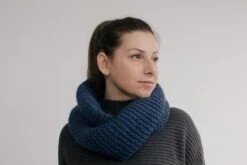 Knit Scarf Blue, Neck Warmer, Christmas Gift For Her, Soft Knit Cowl Snood, Hand Knit Scarf, Winter Accessories, Stocking Stuffer, Knit Cowl