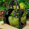 Grinch Christmas Leather Bag, Grinch Lover Handbag, Custom Leather Bag, Woman Handbag, Personalized Bag, Shopping Bag, Handmade Bag