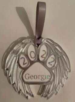 Personalised Pet Memorial Bauble, Mirrored Wing Paw Ornament, Christmas Tree Ornament, Christmas Gift, Rememberance Bauble. 11 Personalised Pet Memorial Bauble, Mirrored Wing Paw Ornament, Christmas Tree Ornament, Christmas Gift, Rememberance Bauble. -Jewellery Soldes Boutique il fullxfull.4275943311 dfza