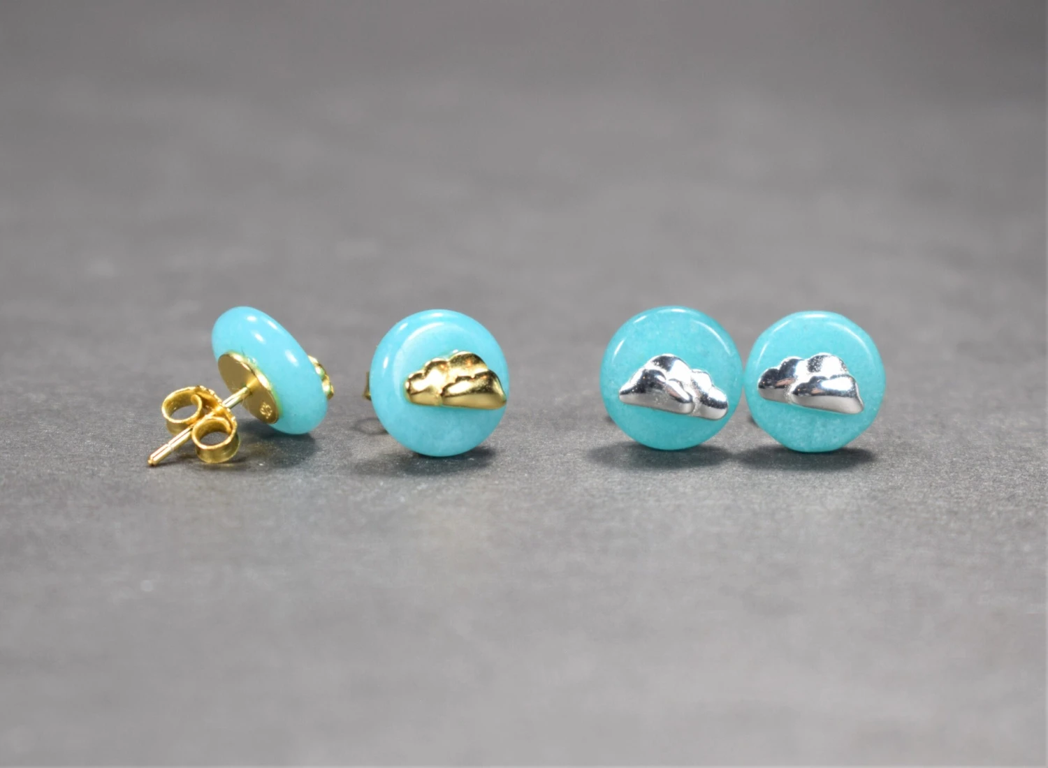 Amazonite Earrings,silver Cloud Earrings, Blue Sky Sphere Earrings, Blue Amazonite Stud Earrings, Cloudy Sky Earrings, Christmas Gift 5 Amazonite Earrings,silver Cloud Earrings, Blue Sky Sphere Earrings, Blue Amazonite Stud Earrings, Cloudy Sky Earrings, Christmas Gift - Image 3