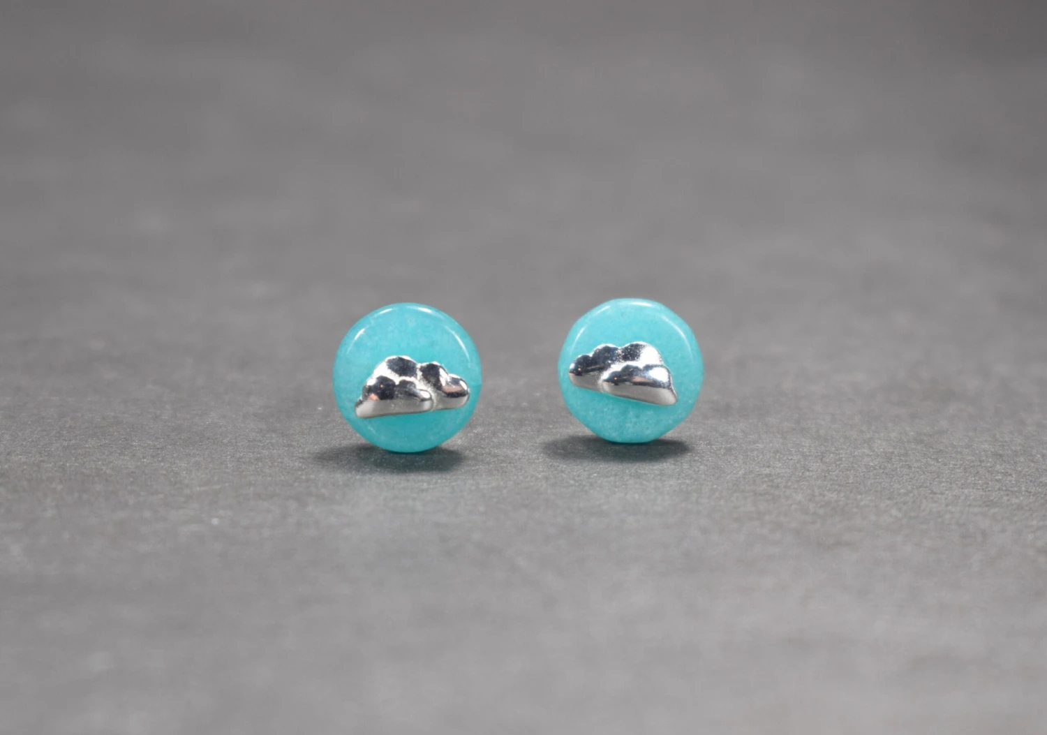 Amazonite Earrings,silver Cloud Earrings, Blue Sky Sphere Earrings, Blue Amazonite Stud Earrings, Cloudy Sky Earrings, Christmas Gift 6 Amazonite Earrings,silver Cloud Earrings, Blue Sky Sphere Earrings, Blue Amazonite Stud Earrings, Cloudy Sky Earrings, Christmas Gift - Image 4