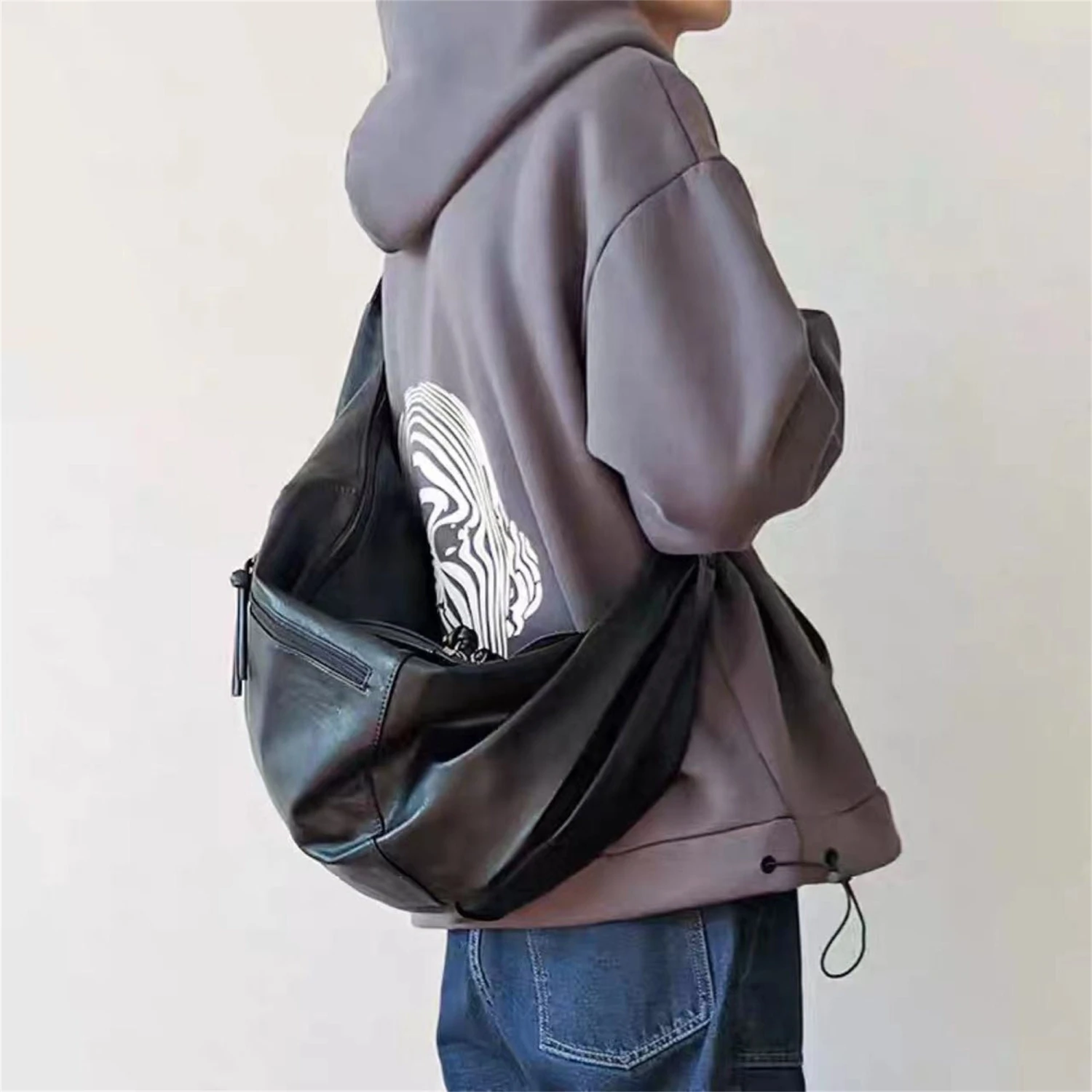 Black Leather Crossbody Bags Men, Leather Longchamp Bags, Crossbody Sling Bag, Christmas Gifts For Boyfriends, Gifts For Him 5 Black Leather Crossbody Bags Men, Leather Longchamp Bags, Crossbody Sling Bag, Christmas Gifts For Boyfriends, Gifts For Him - Image 3