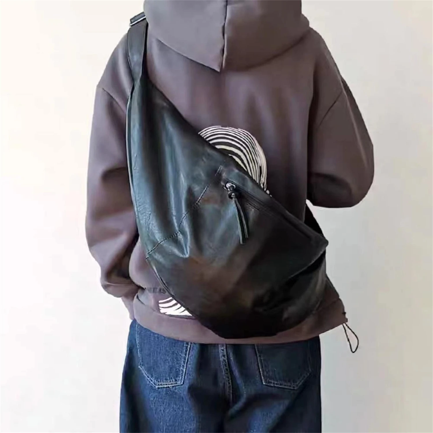 Black Leather Crossbody Bags Men, Leather Longchamp Bags, Crossbody Sling Bag, Christmas Gifts For Boyfriends, Gifts For Him 4 Black Leather Crossbody Bags Men, Leather Longchamp Bags, Crossbody Sling Bag, Christmas Gifts For Boyfriends, Gifts For Him - Image 2