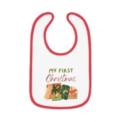 Baby's First Christmas Holiday Red Trim Jersey Bib 7 Baby's First Christmas Holiday Red Trim Jersey Bib -Jewellery Soldes Boutique il fullxfull.4309905316 3cuz