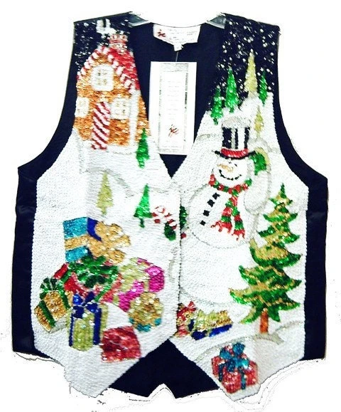 Sequin Vest Snowman Christmas 3 Sequin Vest Snowman Christmas