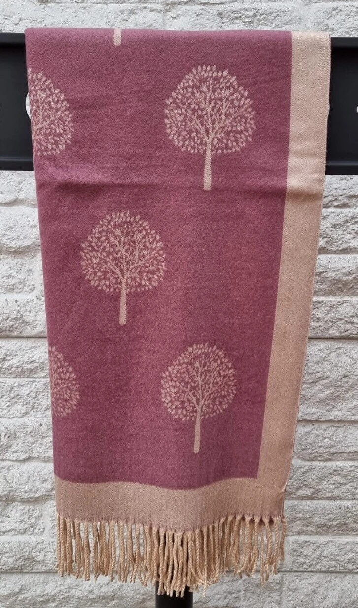 SALE Dark Pink Mulberry Tree Of Life Print LUXURY Reversible Winter Scarf Large Shawl Blanket Wrap Christmas Gift 6 SALE Dark Pink Mulberry Tree Of Life Print LUXURY Reversible Winter Scarf Large Shawl Blanket Wrap Christmas Gift - Image 4