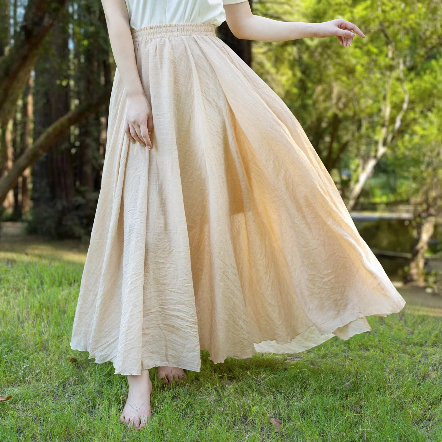 Custom Size Cotton Linen Skirt Soft And Flowing Linen Skirt Travel Skirt Beach Skirt Gift For Her Beige Christmas Gift 4 Custom Size Cotton Linen Skirt Soft And Flowing Linen Skirt Travel Skirt Beach Skirt Gift For Her Beige Christmas Gift - Image 2