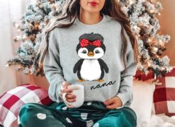 Personalized Christmas Hoodies, Couples Christmas Penguin Sweatshirts, Family Hoodie, Matching Penguins Sweater, Cute Christmas 176 -Jewellery Soldes Boutique il fullxfull.4314786209 iaq2