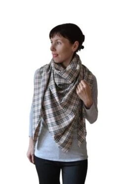 Brown Beige Plaid Shawl Tartan Shawl Celtic Shawl Blanket Shawl Warm Gift For Mother Christmas Gift -Jewellery Soldes Boutique il fullxfull.4321984654 55vy