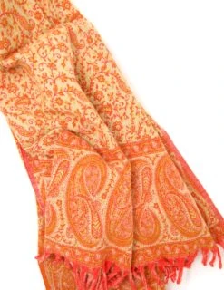 Reversible Floral Orange & Cream Wool Shawl - Mum Christmas Gift - Paisley Yak Wool Shawl Travel Accessories - Tibetan Meditation Shawl -Jewellery Soldes Boutique il fullxfull.4324082758 4kch