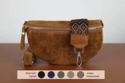 Suede Leather Bag For Women, Leather Shoulder Bag, Crossbody Bag Belt Bag With Strap, Christmas Gift