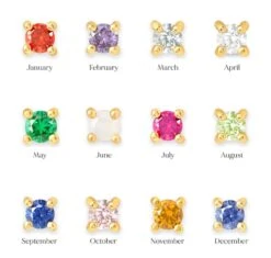 Gold Birthstone Stud Earrings | Tiny CZ Birthstone Studs | Minimalist Earrings | Gemstone Gold Studs | Personalized Christmas Gift For Her -Jewellery Soldes Boutique il fullxfull.4328574916 gtn7
