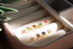 Gold Birthstone Stud Earrings | Tiny CZ Birthstone Studs | Minimalist Earrings | Gemstone Gold Studs | Personalized Christmas Gift For Her -Jewellery Soldes Boutique il fullxfull.4328575154 c9d5