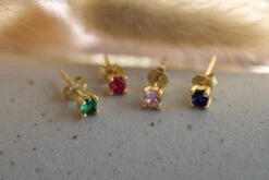 Gold Birthstone Stud Earrings | Tiny CZ Birthstone Studs | Minimalist Earrings | Gemstone Gold Studs | Personalized Christmas Gift For Her -Jewellery Soldes Boutique il fullxfull.4328653214 eo47