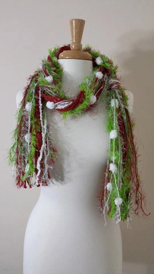 BEST SELLER Christmas Scarf, The Grinchie, Necklace Scarf, Knotted Scarf, Fringe Scarf, Lime And Red Scarf, Scarf For Christmas Party 4 BEST SELLER Christmas Scarf, The Grinchie, Necklace Scarf, Knotted Scarf, Fringe Scarf, Lime And Red Scarf, Scarf For Christmas Party - Image 2