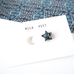 Moon & Star Earrings - Moon Stud Earring - Star Stud Earrings - Christmas Earrings - Moon Jewellery - Gifts For Her