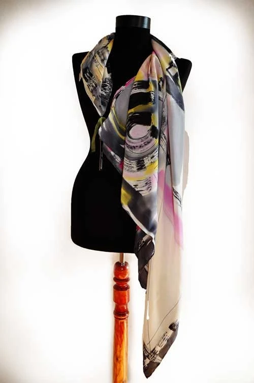 Hand Painted Silk Scarf/Abstract Silk Shawl/Painting Scarf/Luxury Shawl/Casual Silk Shawl/Painting On Silk/Silk Gift/Christmas Gift/S0200 7 Hand Painted Silk Scarf/Abstract Silk Shawl/Painting Scarf/Luxury Shawl/Casual Silk Shawl/Painting On Silk/Silk Gift/Christmas Gift/S0200 - Image 5