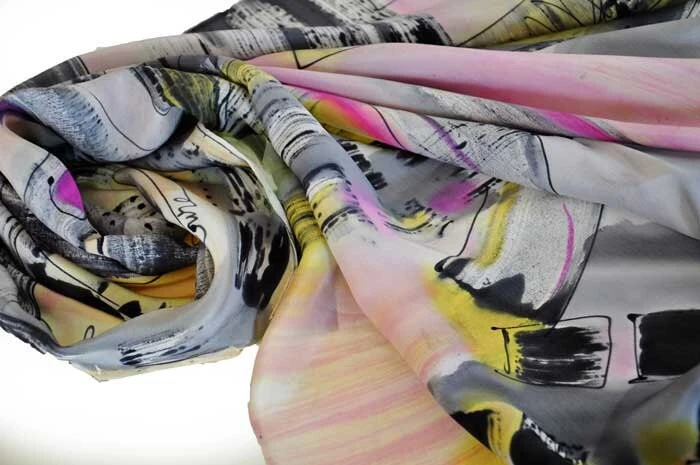 Hand Painted Silk Scarf/Abstract Silk Shawl/Painting Scarf/Luxury Shawl/Casual Silk Shawl/Painting On Silk/Silk Gift/Christmas Gift/S0200 4 Hand Painted Silk Scarf/Abstract Silk Shawl/Painting Scarf/Luxury Shawl/Casual Silk Shawl/Painting On Silk/Silk Gift/Christmas Gift/S0200 - Image 2