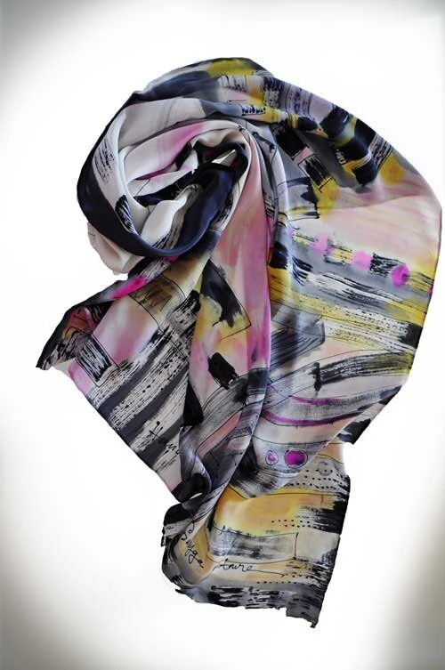 Hand Painted Silk Scarf/Abstract Silk Shawl/Painting Scarf/Luxury Shawl/Casual Silk Shawl/Painting On Silk/Silk Gift/Christmas Gift/S0200 6 Hand Painted Silk Scarf/Abstract Silk Shawl/Painting Scarf/Luxury Shawl/Casual Silk Shawl/Painting On Silk/Silk Gift/Christmas Gift/S0200 - Image 4