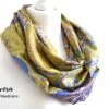 Green Yellow Lilac Upcycled Sari Silk Scarf - Boho Eco Friendly Autumn Fall Winter Womens Silk Scarf - Boho Christmas Best Friend Gift
