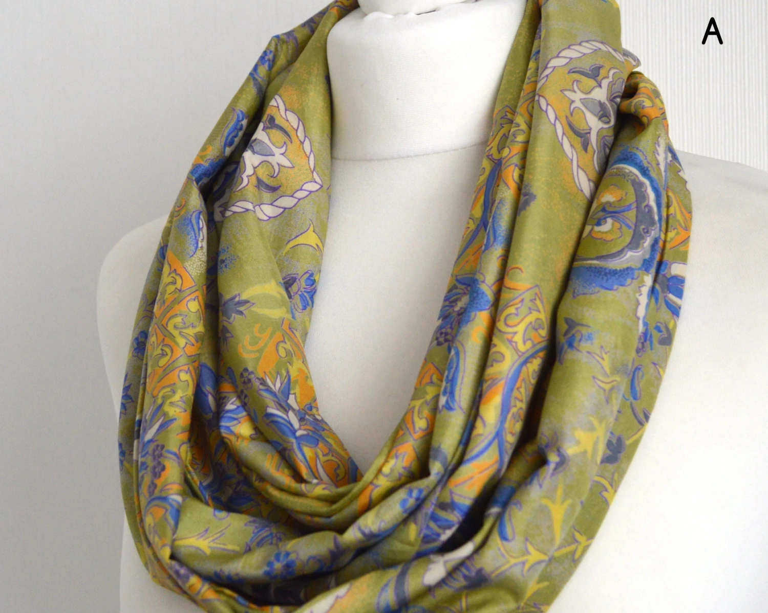 Green Yellow Lilac Upcycled Sari Silk Scarf - Boho Eco Friendly Autumn Fall Winter Womens Silk Scarf - Boho Christmas Best Friend Gift 4 Green Yellow Lilac Upcycled Sari Silk Scarf - Boho Eco Friendly Autumn Fall Winter Womens Silk Scarf - Boho Christmas Best Friend Gift - Image 2