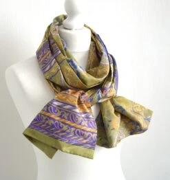 Green Yellow Lilac Upcycled Sari Silk Scarf - Boho Eco Friendly Autumn Fall Winter Womens Silk Scarf - Boho Christmas Best Friend Gift 17 Green Yellow Lilac Upcycled Sari Silk Scarf - Boho Eco Friendly Autumn Fall Winter Womens Silk Scarf - Boho Christmas Best Friend Gift -Jewellery Soldes Boutique il fullxfull.4359409226 2stf