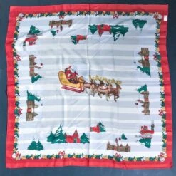 Vintage Italy Christmas Large Square Bandana Scarf Santa Claus Riding Sleigh -Jewellery Soldes Boutique il fullxfull.4362455024 pwb2