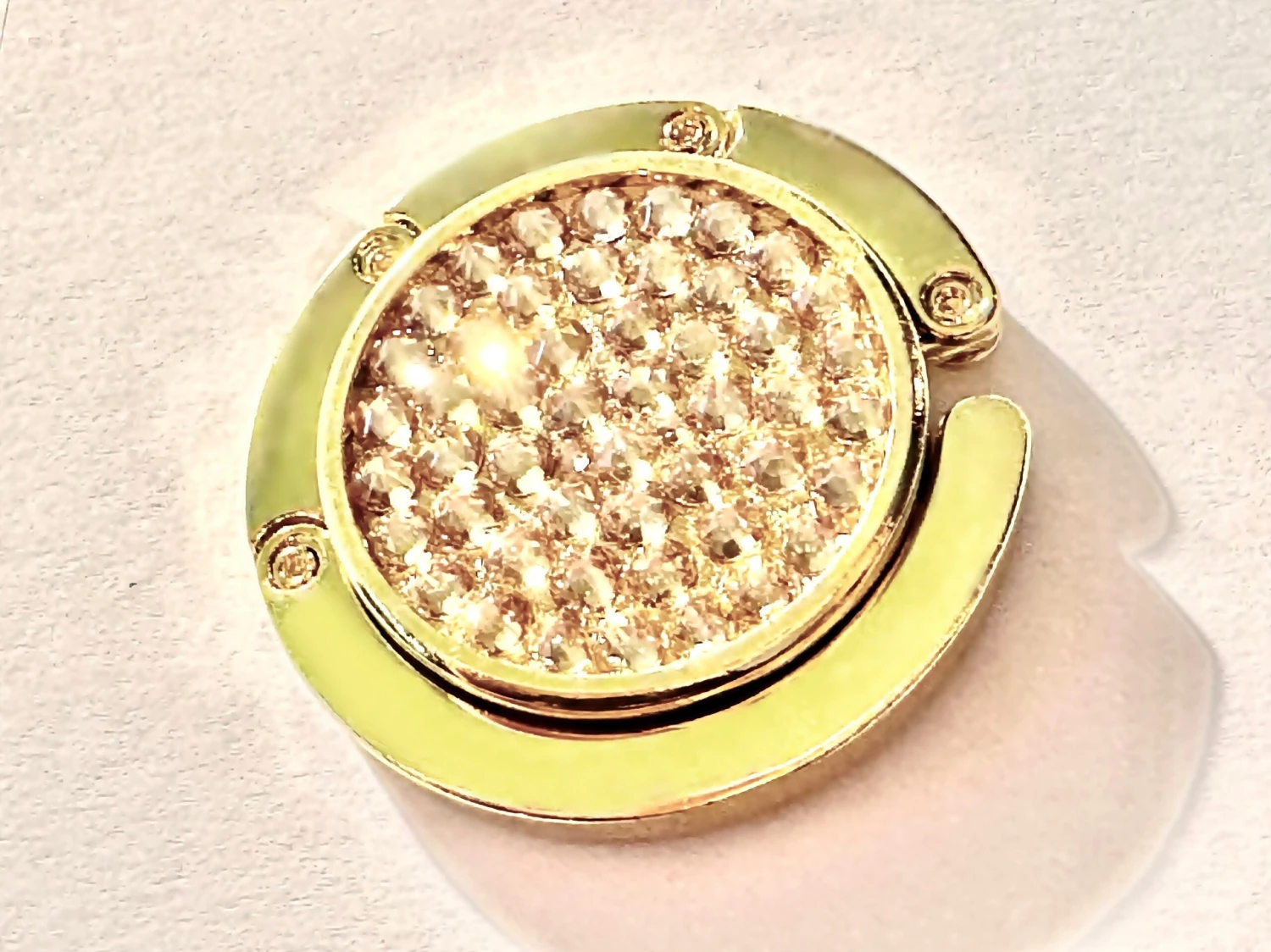 Luxury Handbag Hook Bedazzled With Swarovski Golden Shadow, Elegant Holder Diamond Bag Hanger | Birthday Gift For Her Mom Christmas 6 Luxury Handbag Hook Bedazzled With Swarovski Golden Shadow, Elegant Holder Diamond Bag Hanger | Birthday Gift For Her Mom Christmas - Image 4