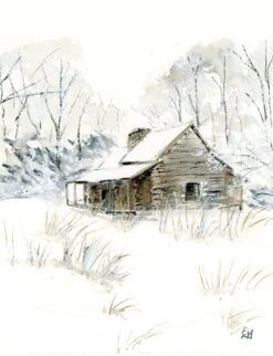 Winter Watercolor Painting, Watercolor Giclée, Christmas