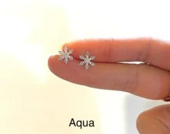 Sterling Silver SnowFlake Earrings, Blue Topaz Snowflake Earrings, Christmas Gift, Dainty Earrings, Silver Earrings Sister Gift, Mother Gift -Jewellery Soldes Boutique il fullxfull.4387105472 q6qu