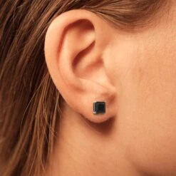 6MM Princess Cut Simulated Black Diamond Stud Earrings Real 14Kt Solid White Gold Push Back, Square Solid Gold Black Studs | Christmas Gift -Jewellery Soldes Boutique il fullxfull.4389129074 10pd