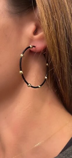 14k Gold Filled Black Beaded Hoop Earrings. Perfect Christmas Gift. 7 14k Gold Filled Black Beaded Hoop Earrings. Perfect Christmas Gift. -Jewellery Soldes Boutique il fullxfull.4391092933 ms2j