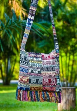 Woven Hippie Bag Patchwork Squares , Handmade Woven Hobo Bag,Unique Vegan Shoulder Bag,Unisex Sling Bag ,Christmas Gift For A Hippie