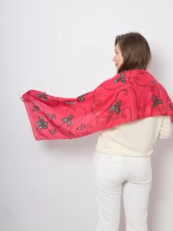 Christmas Silk Scarf Hand Painted Silk Scarf Red Silk Scarf Candy Cane Holy Berry Mistletoe Holly Berry Christmas Gift For Her 53X15 -Jewellery Soldes Boutique il fullxfull.4405274974 p8tw