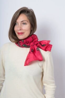 Christmas Silk Scarf Hand Painted Silk Scarf Red Silk Scarf Candy Cane Holy Berry Mistletoe Holly Berry Christmas Gift For Her 53X15 -Jewellery Soldes Boutique il fullxfull.4405276732 cgb0