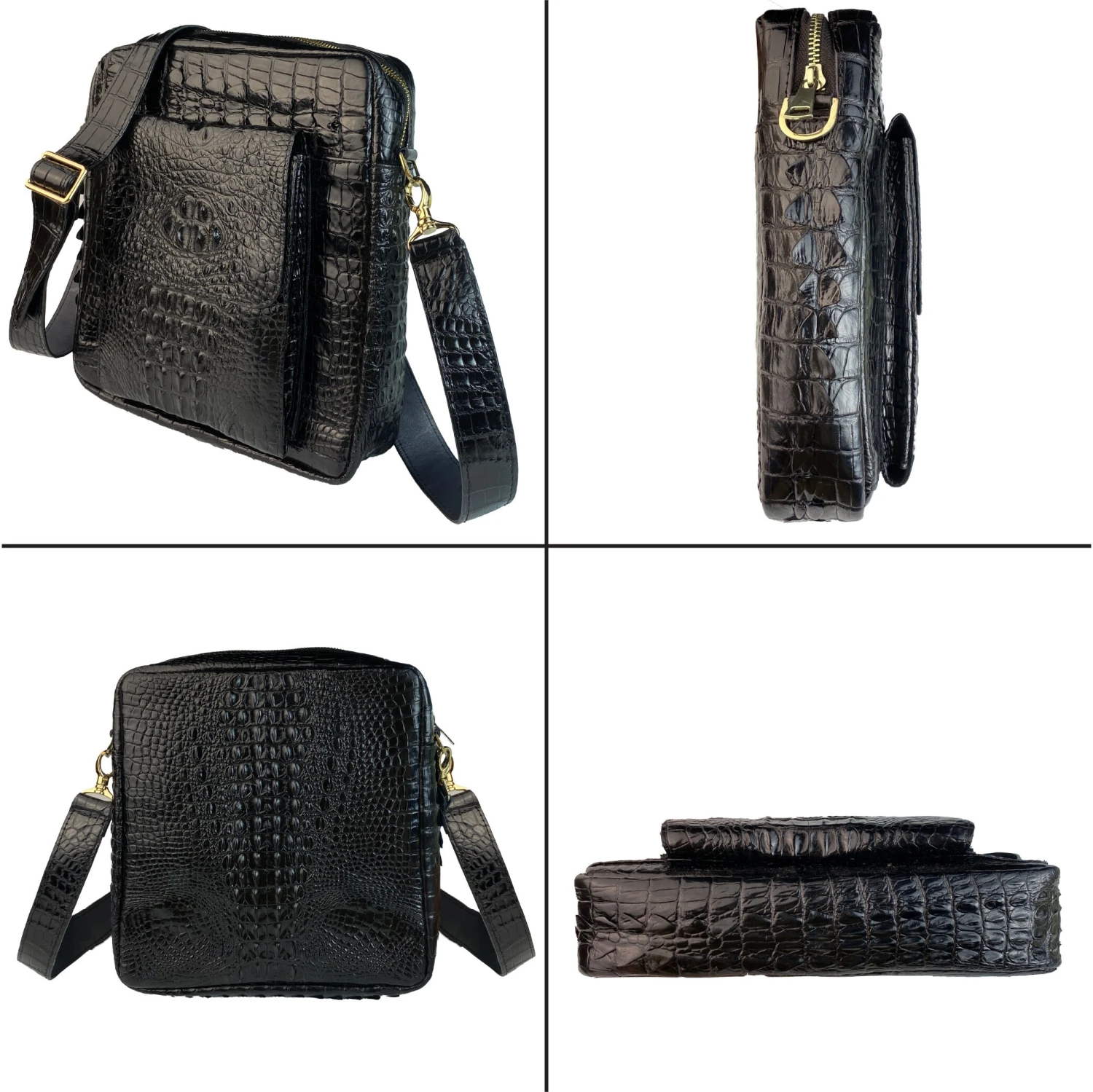 Black Leather Mens Crossbody Shoulder Bag, Vertical Satchel Bag Casual, Small Messenger Bag Christmas Gift For Men 4 Black Leather Mens Crossbody Shoulder Bag, Vertical Satchel Bag Casual, Small Messenger Bag Christmas Gift For Men - Image 2