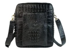 Black Leather Mens Crossbody Shoulder Bag, Vertical Satchel Bag Casual, Small Messenger Bag Christmas Gift For Men