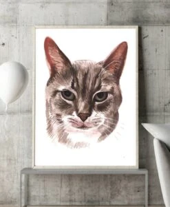 Custom Cat Portrait Gifts For Cat Owner Watercolor Personalized Christmas Gift Pet Loss Memorial