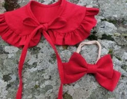 Red Linen Collar And Headband, Baby Christmas Accessory, Peter Pan Frilled Collar, Baby Detachable Collar. -Jewellery Soldes Boutique il fullxfull.4424554736 rv3h