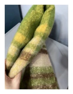 Mohair Green Plaid Scarf Double-sided Plaid Rainbow Scarf Warm Scarf Christmas Scarf -Jewellery Soldes Boutique il fullxfull.4424846963 6kx2