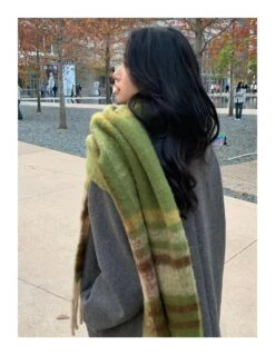 Mohair Green Plaid Scarf Double-sided Plaid Rainbow Scarf Warm Scarf Christmas Scarf -Jewellery Soldes Boutique il fullxfull.4424847047 153e