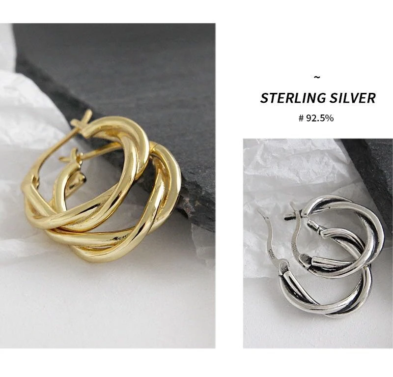 Twisted Hoop Earrings, 18K Gold Plated Medium Hoops Twist, Sterling Silver Twisted Hoops, Minimalist Hoops, Christmas Gift 3 Twisted Hoop Earrings, 18K Gold Plated Medium Hoops Twist, Sterling Silver Twisted Hoops, Minimalist Hoops, Christmas Gift