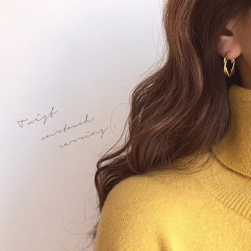 Twisted Hoop Earrings, 18K Gold Plated Medium Hoops Twist, Sterling Silver Twisted Hoops, Minimalist Hoops, Christmas Gift 9 Twisted Hoop Earrings, 18K Gold Plated Medium Hoops Twist, Sterling Silver Twisted Hoops, Minimalist Hoops, Christmas Gift - Image 7