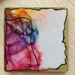 Mini Art Pieces- Set Of 4 |Resin + Colorful Abstract Alcohol Ink Art Coasters |Gold Leaf Accents | Luxury Home Decor,handmade Christmas Gift -Jewellery Soldes Boutique il fullxfull.4443047920 rkve