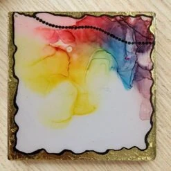 Mini Art Pieces- Set Of 4 |Resin + Colorful Abstract Alcohol Ink Art Coasters |Gold Leaf Accents | Luxury Home Decor,handmade Christmas Gift -Jewellery Soldes Boutique il fullxfull.4443048008 mg33