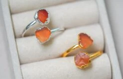 Carnelian Ring, Carnelian Earrings, Carnelian Jewelry, Carnelian Crystal, Gold Earrings, Stud Earrings, Raw Crystal Jewelry, Christmas Gifts