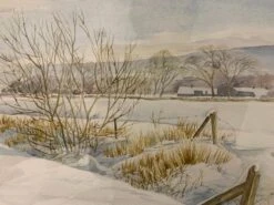 1980's Original Watercolour Painting Of A Winter Landscape - By Lynne R. Moore - English Countryside Snowy Snow Christmas Framed Artwork -Jewellery Soldes Boutique il fullxfull.4468739666 cs4d
